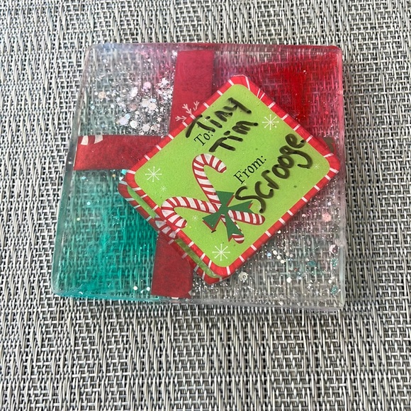 XMAS Handmade Fun and Festive Holiday Square Coaster Set and Holder - Picture 6 of 16